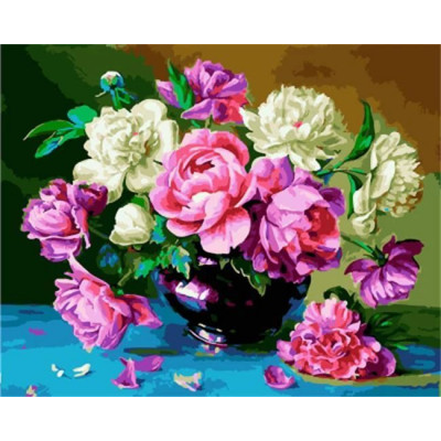 Kit pictura pe numere cu flori, DTP3121-S6H4