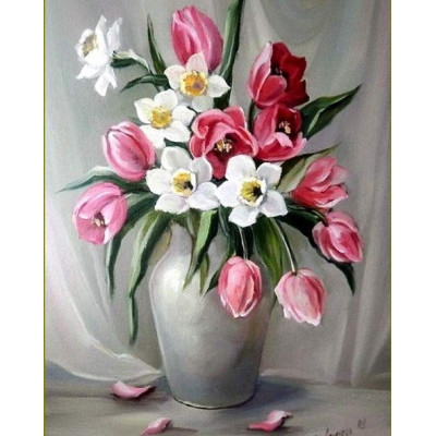 Kit pictura pe numere cu flori, DTP6620-14