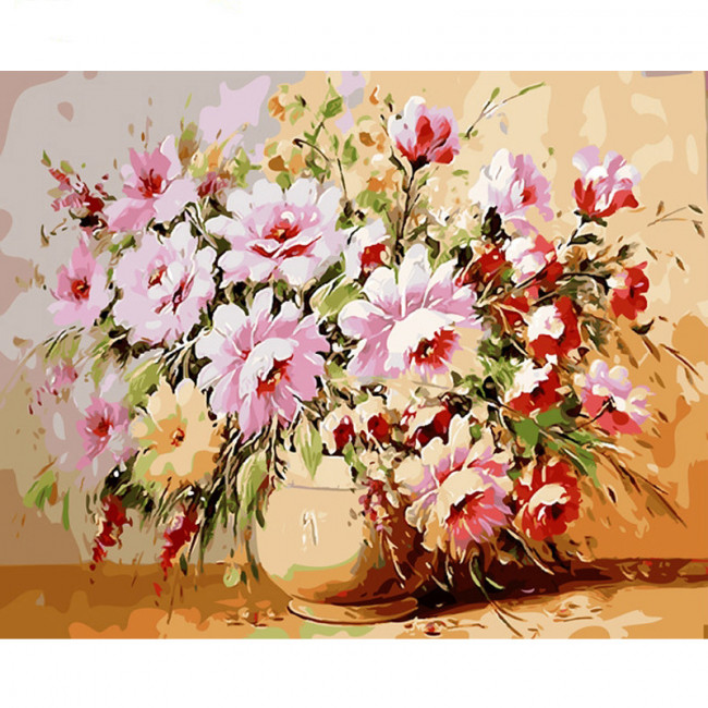 Kit pictura pe numere cu flori, Pinkish DTP56-S5E4/S6M1