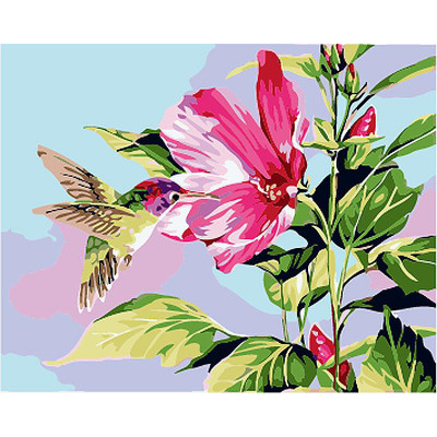 Kit pictura pe numere cu flori, Humming bird DTP  274-S6H2