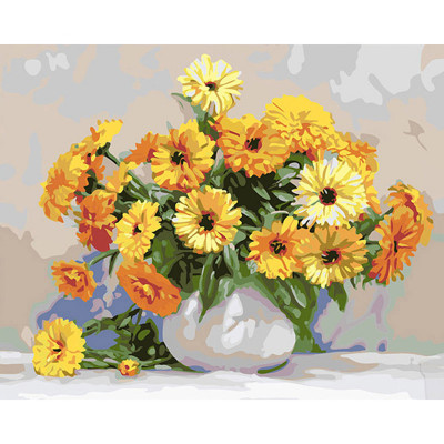 Kit pictura pe numere cu flori, Marigold