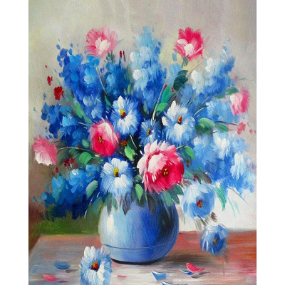 Kit pictura pe numere cu flori, Blue flowers