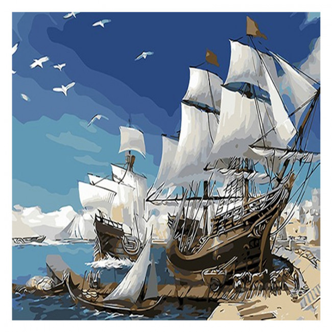 Kit pictura pe numere cu vapoare, Ready for sailing?